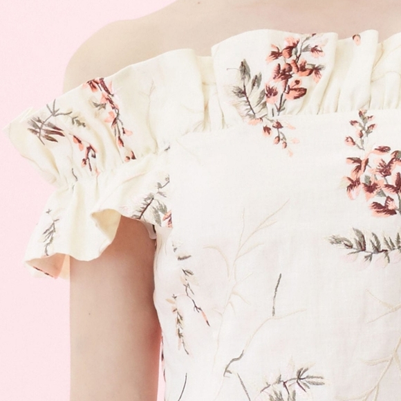 🍒NWT🍒 REBECCA TAYLOR EMBROIDERED CREME DRESS - Picture 3 of 8
